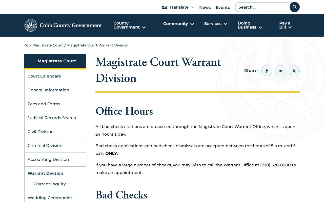 Cobb County warrant records source