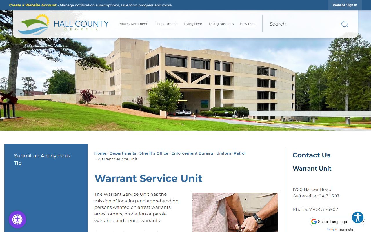 Hall County warrant records source