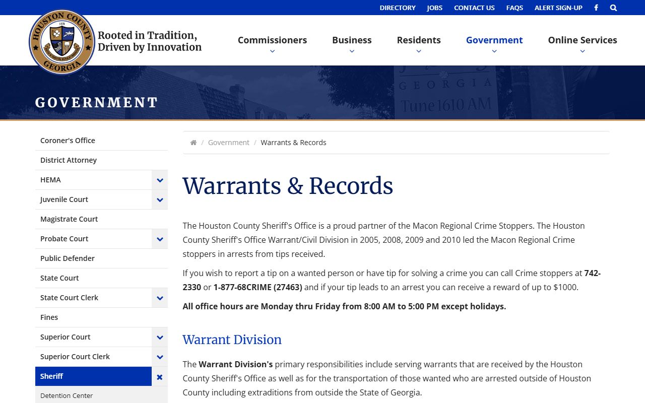 Houston County warrant records source